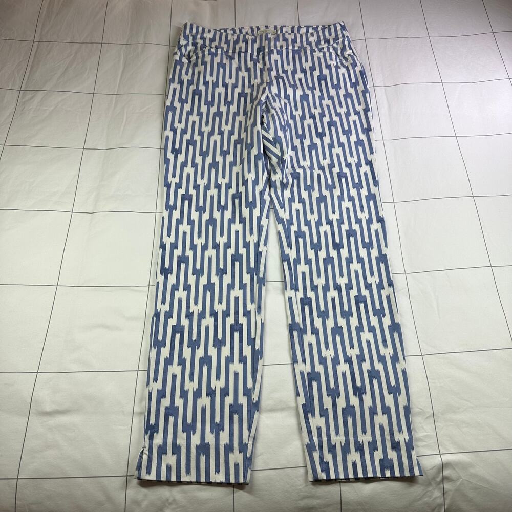 Spartina 449 Blue and White Geometric Straight-Leg Pants